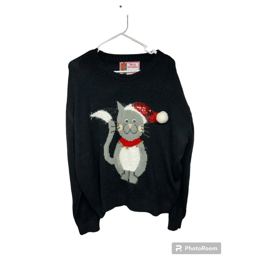 Ugly Christmas Sweater XXL Cute Cat with Bells